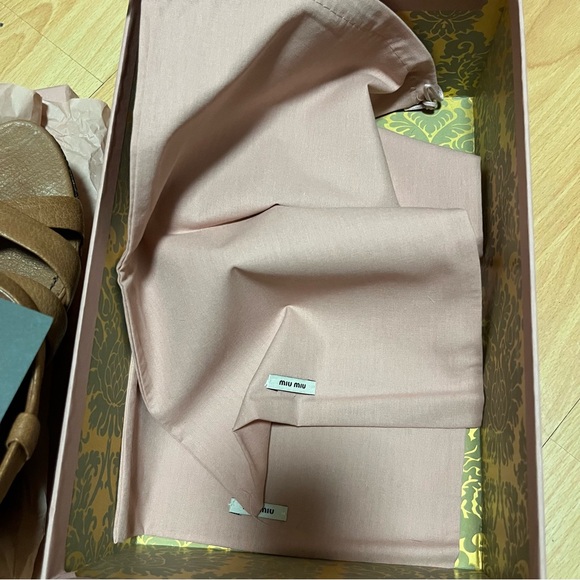 NWT Miu Miu Brown Sandals Leather Wedges Leather Heels 8.5 - Picture 8 of 15